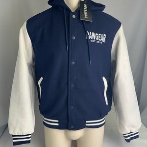 Raw Gear Varsity Jacket Hoodie RG547 Navy White NWT Size Medium Los Angeles